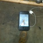 iPhone balanced on Skycam plotter 2