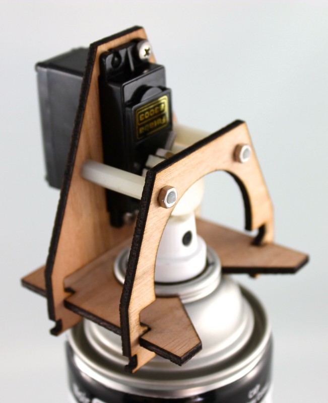 spray nozzle laser cut birch prototype 3/4